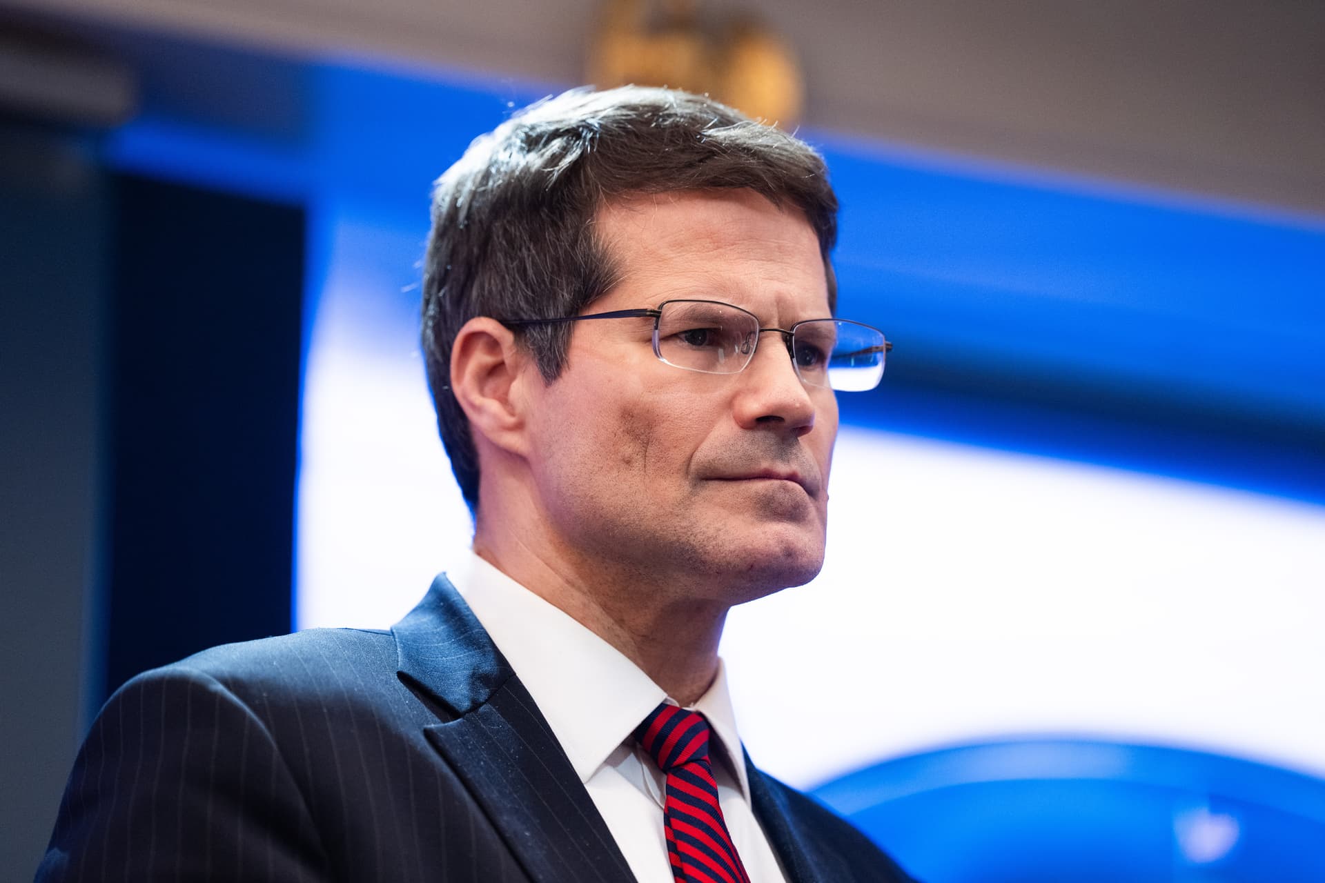 Aaron Schwartz/Getty Images Solicitor General D. John Sauer, seen here during a White House press briefing on February 20, 2026, argues that hormone therapy in federal prisons can “no longer be justified as treatment for gender dysphoria.”