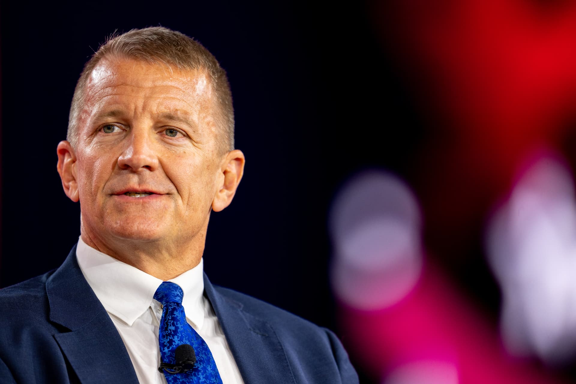 Brandon Bell/Getty Images The Vectus Global founder, Erik Prince, participates in a discussion during CPAC at Grapevine, Texas, on March 27, 2026.