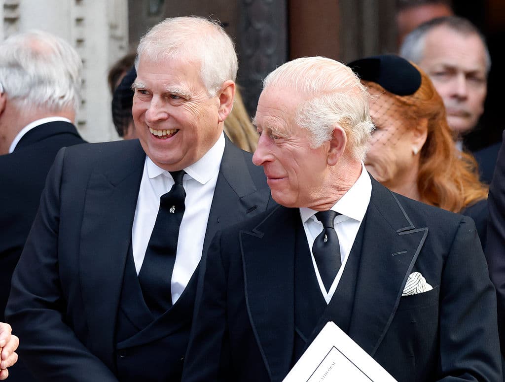 Max Mumby/Indigo/Getty Images Prince Andrew and King Charles III attend Katharine, Duchess of Kent's Requiem Mass service at Westminster Cathedral on September 16, 2025 at London, England.