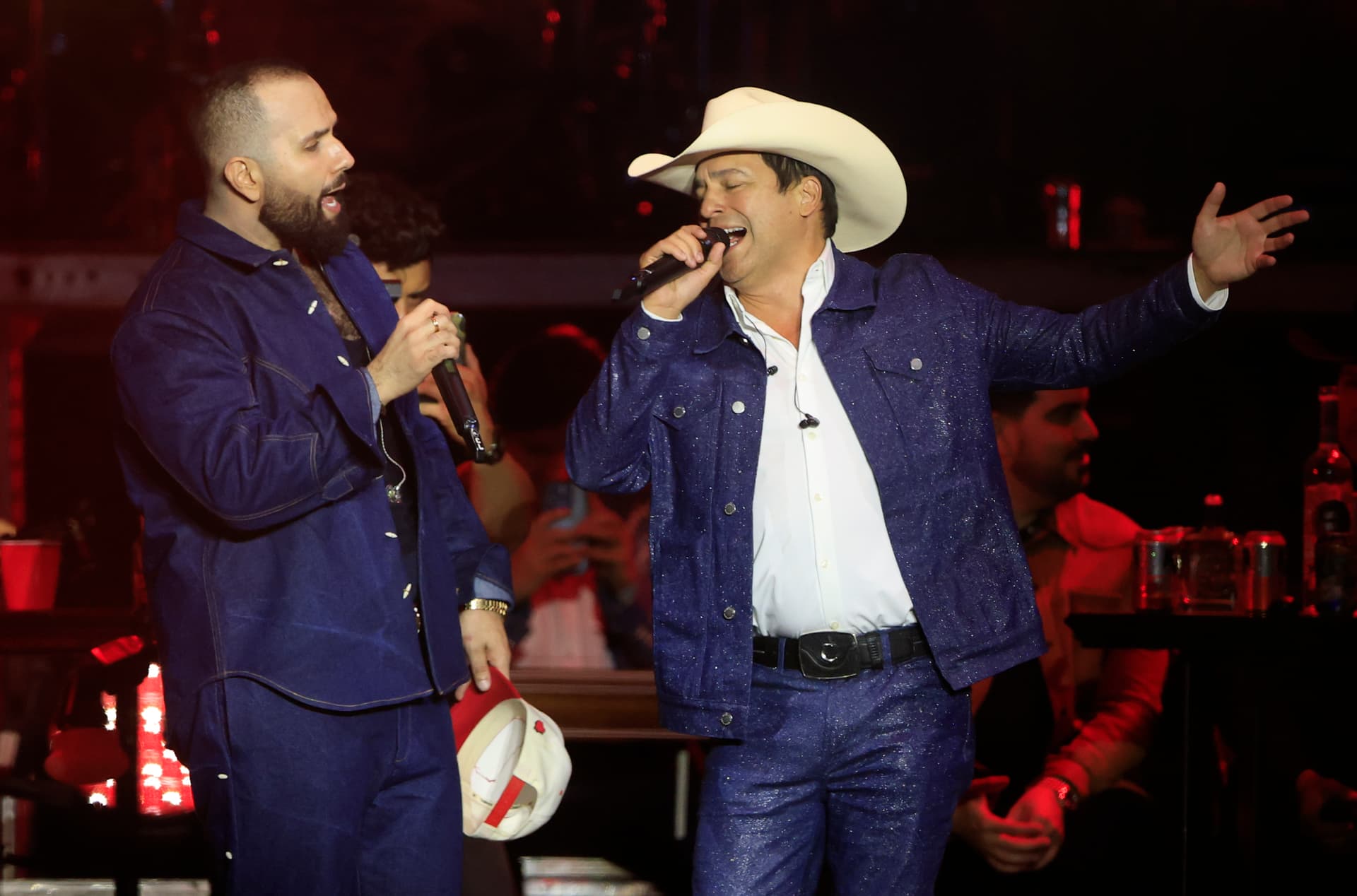 Norte Photo/Getty Images Carín León sings with Bobby Pulido, singer and candidate for the 15th district of Congress in Texas, during La Cura Fest by Carin Leon at EXPOGAN on March 15, 2026 at Hermosillo, Mexico.