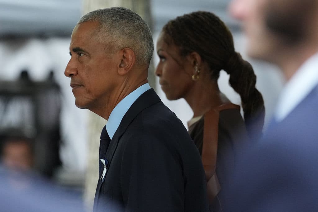 Adam Gray - Pool/Getty Images President Obama and First Lady Michelle Obama arrive on September 11, 2026 at New York City.