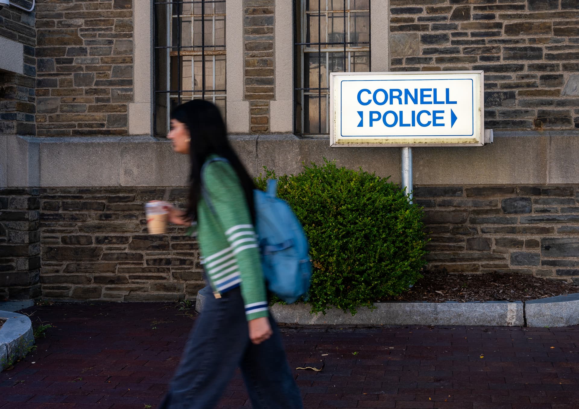Spencer Platt/Getty Images A student walks past Cornell Police headquarters on the Cornell University campus on September 30, 2026, at Ithaca, New York.