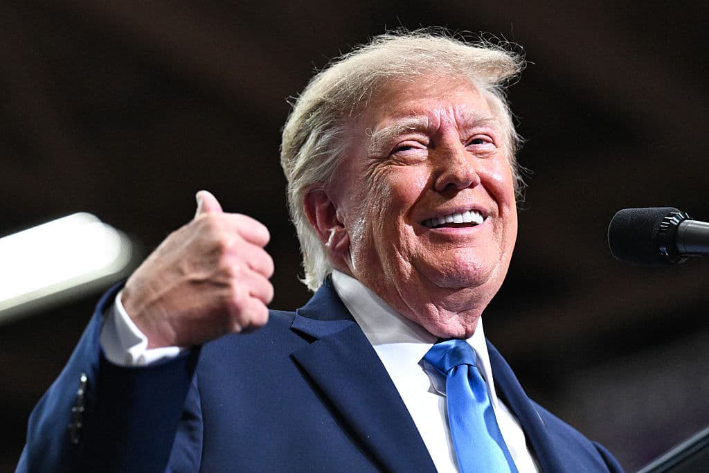Roberto Schmidt via Getty Images U.S. President Donald Trump speaks on stage at the Butler-Vandalia Student Activity Center during a campaign rally on October 03, 2026 in Vandalia, Ohio. Trump is traveling across the U.S. in the final weeks before the midterm elections to campaign for Republican candidates.