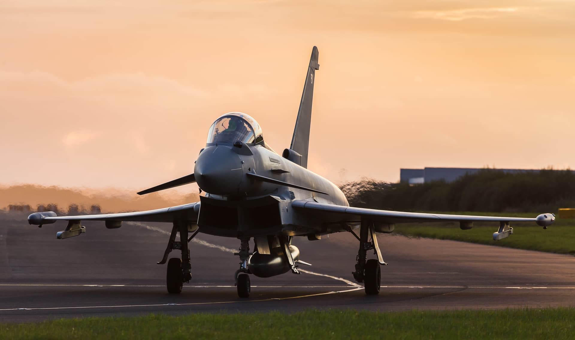 Getty. A Royal Air Force Typhoon fighter jet taxis.