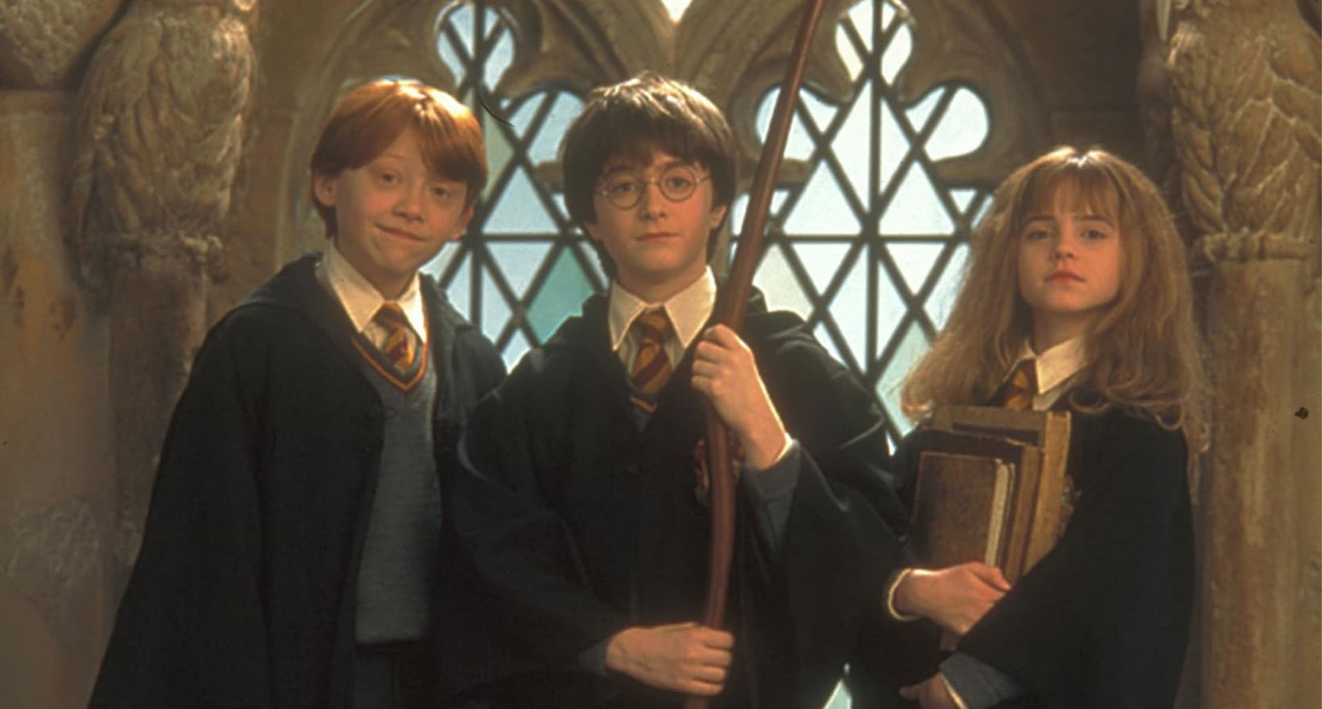 Warner Bros. Rupert Grint. Daniel Radcliffe, and Emma Watson in 'Harry Potter and the Sorcerer's Stone.'