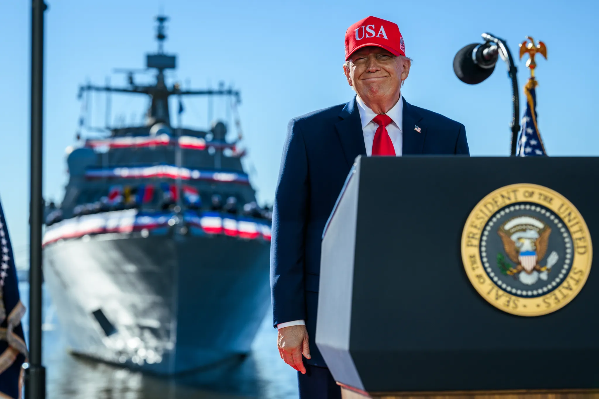 WhiteHouse.gov President Trump announces the construction of a massive new shipbuilding facility to be constructed in the Sparrow's Point neighborhood of Baltimore County, Maryland, on September 6, 2026.
