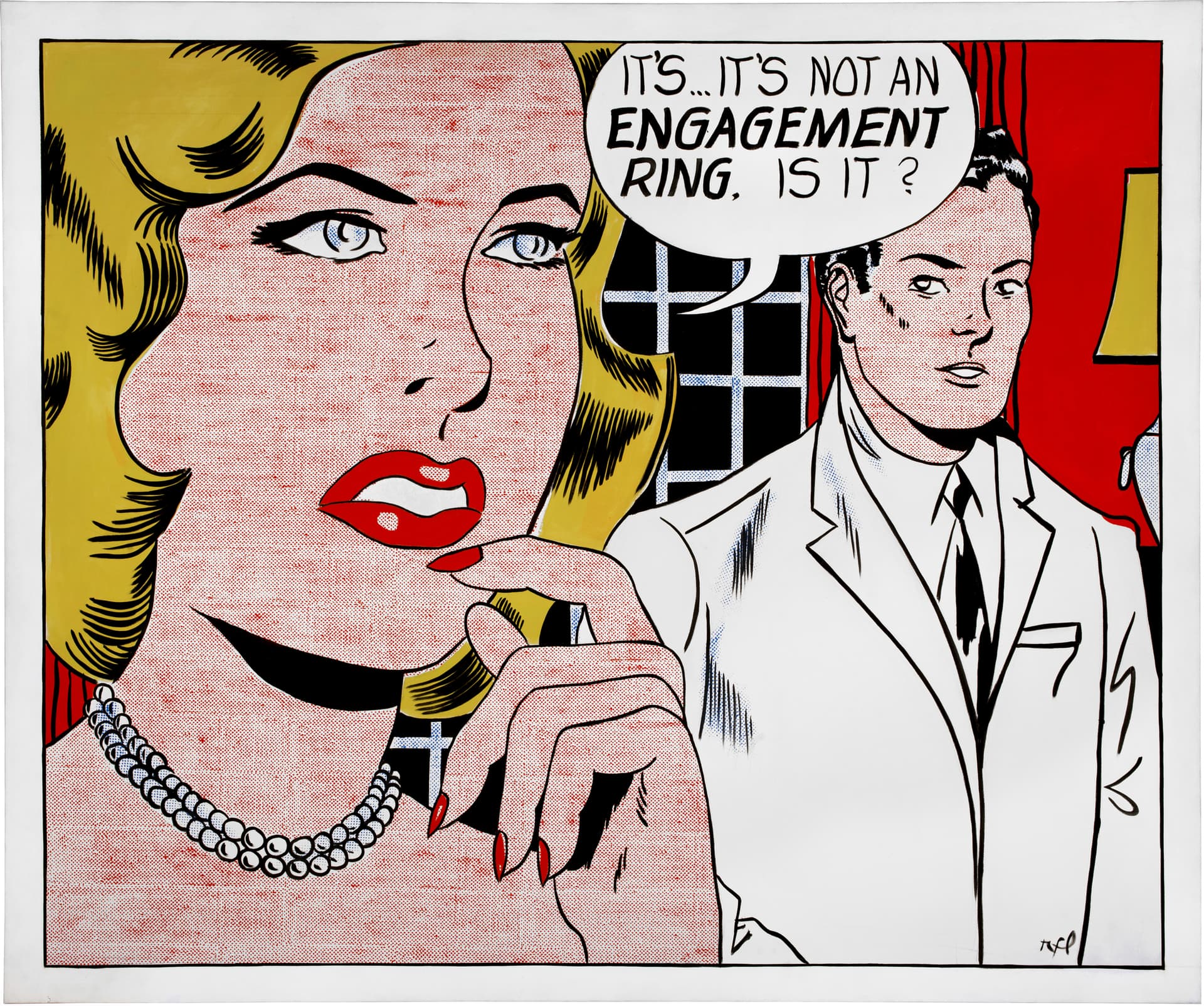 Collection of Ronnie F. Heyman. © Estate of Roy Lichtenstein/DACS 2026
'The Engagement Ring,' by Roy Lichtenstein, 1961. Detail.