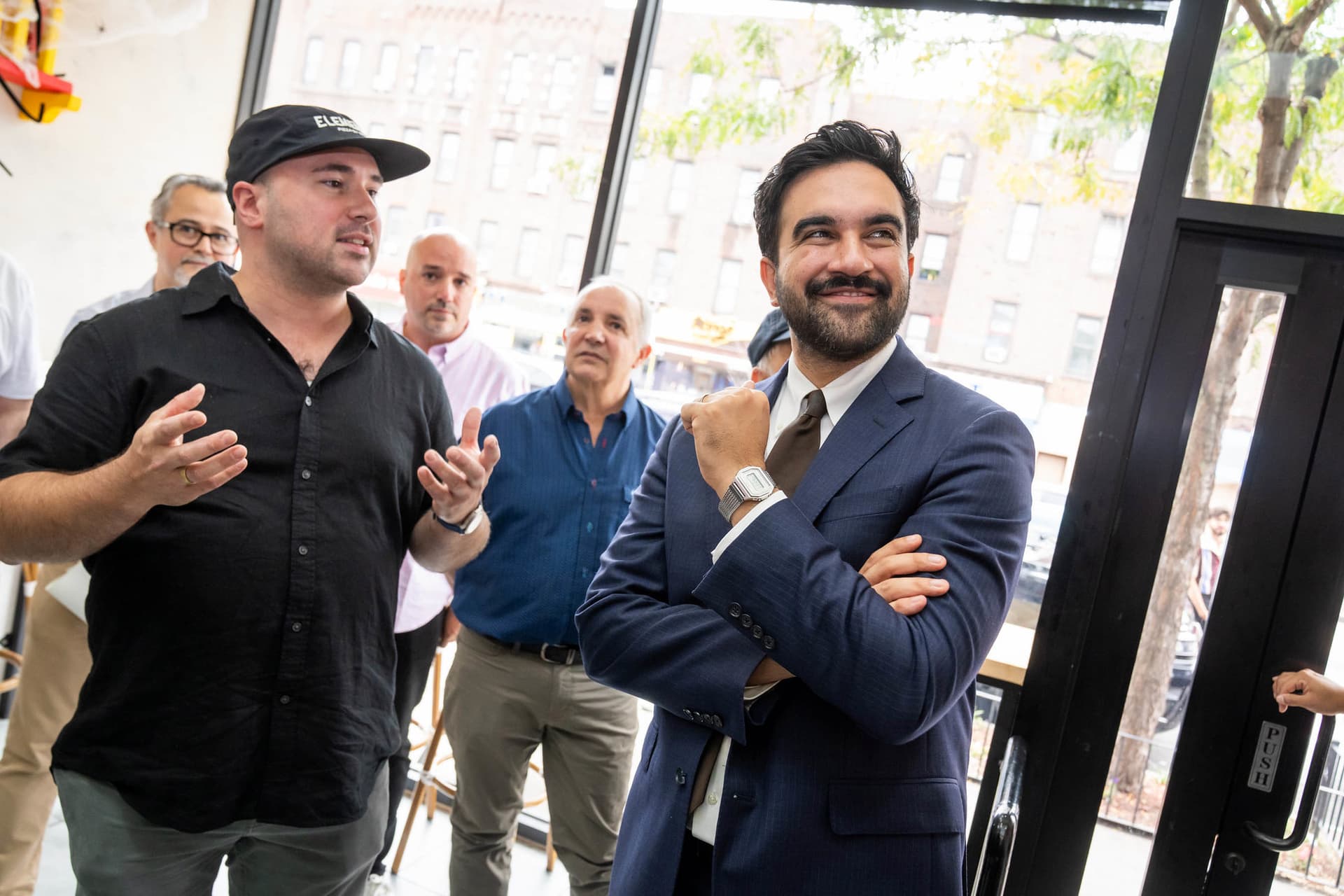 Ed Reed/Mayoral Photography Office Mayor Zohran Mamdani meets with Colombian small business owners at Jackson Heights, October 1, 2026.