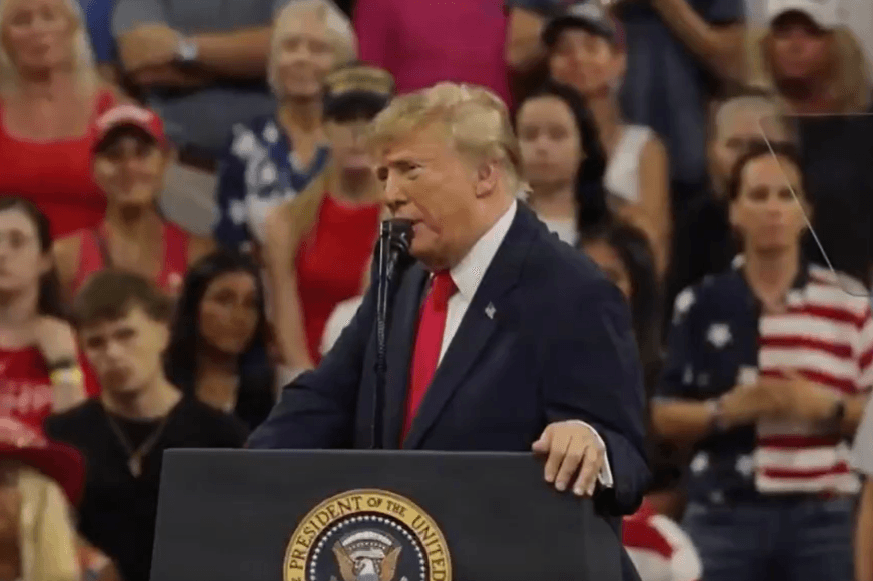 Via X President Trump speaks during a campaign rally at Fort Myers, Florida, on October 23, 2026.